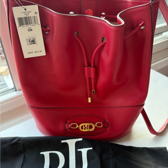 Ralph Lauren Red Leather Bucket Bag - Picture 2 of 10